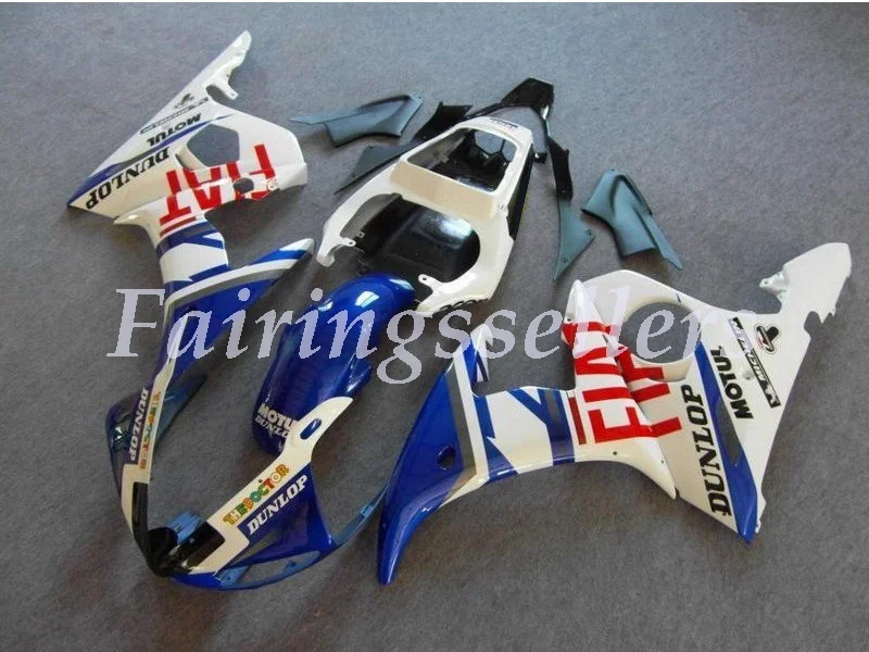 Blue and white Новые ABS Пластиковые обтекатели подходят для Yamaha Обтекатели YZFR6 2003 2004 2005 обтекатель кузова YZF R6 03 04 05 на заказ синий и белый - Цвет: Blue and white