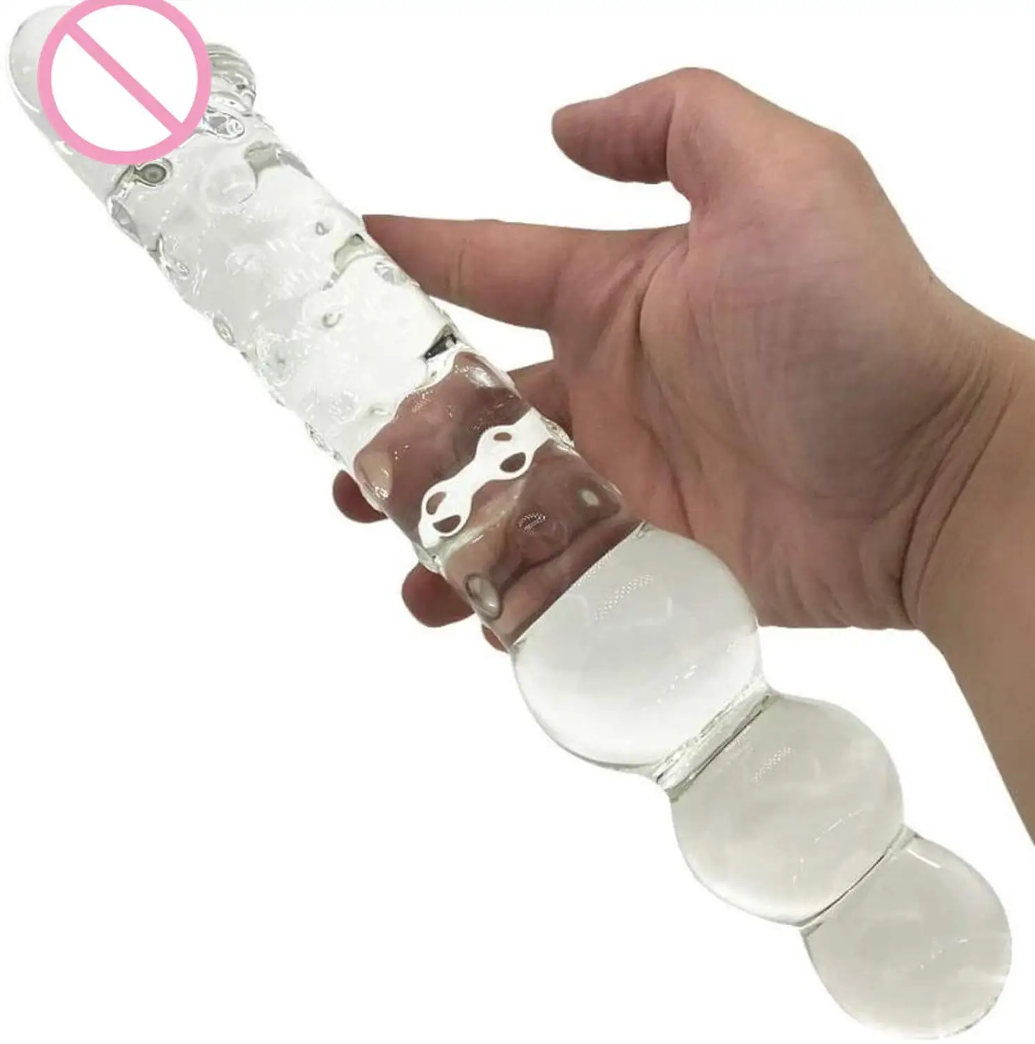 12*2.2 Inch Large Glass Dildo +3 Anal Beads huge Double Dong Fake Penis Dick giant Dildos for Woman Lesbian Gay Sex Toys |