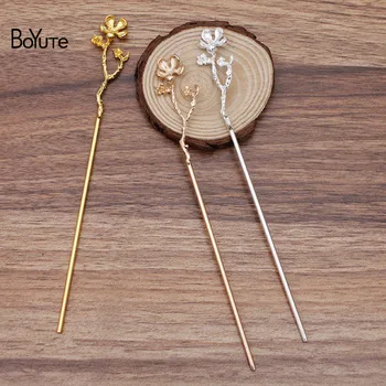

BoYuTe Wholesale (10 Pieces/Lot) 16*58MM Metal Alloy Flower Hair Stick Vintage Hair Accessories Diy Hand Made Jewelry Materials