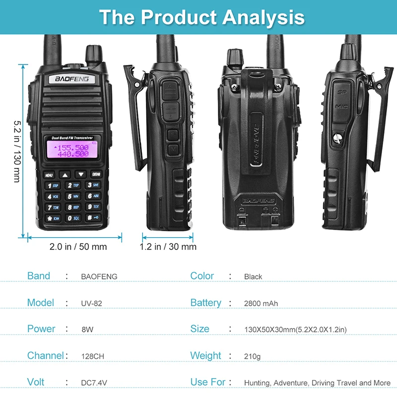 Baofeng UV-82 портативная рация UV 82 портативная двухсторонняя рация двойная PTT Ham CB радиостанция укв 8 Вт 10 км UV82 охотничий трансивер