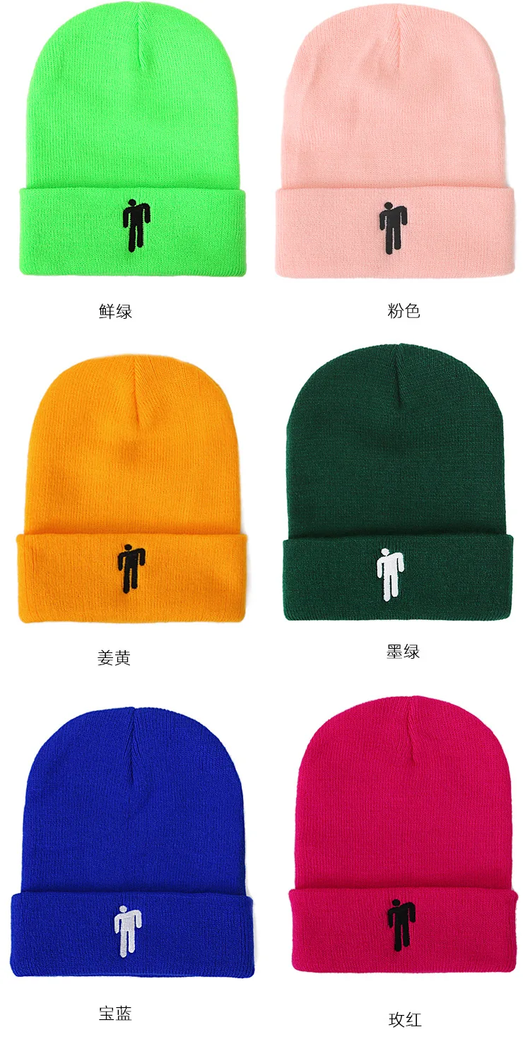 Зимняя мужская и мужская повседневная трикотажная шапка из акрила, однотонная шапка в стиле хип-хоп, шапка, Женская фигурка, вышивка, шапочки