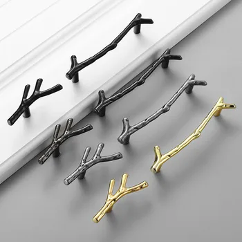

Fashion Tree Branch Furniture Handle 96mm 128mm Black Silver Bronze Kitchen Cabinet Handles Drawer Knobs Door Pulls Hardware