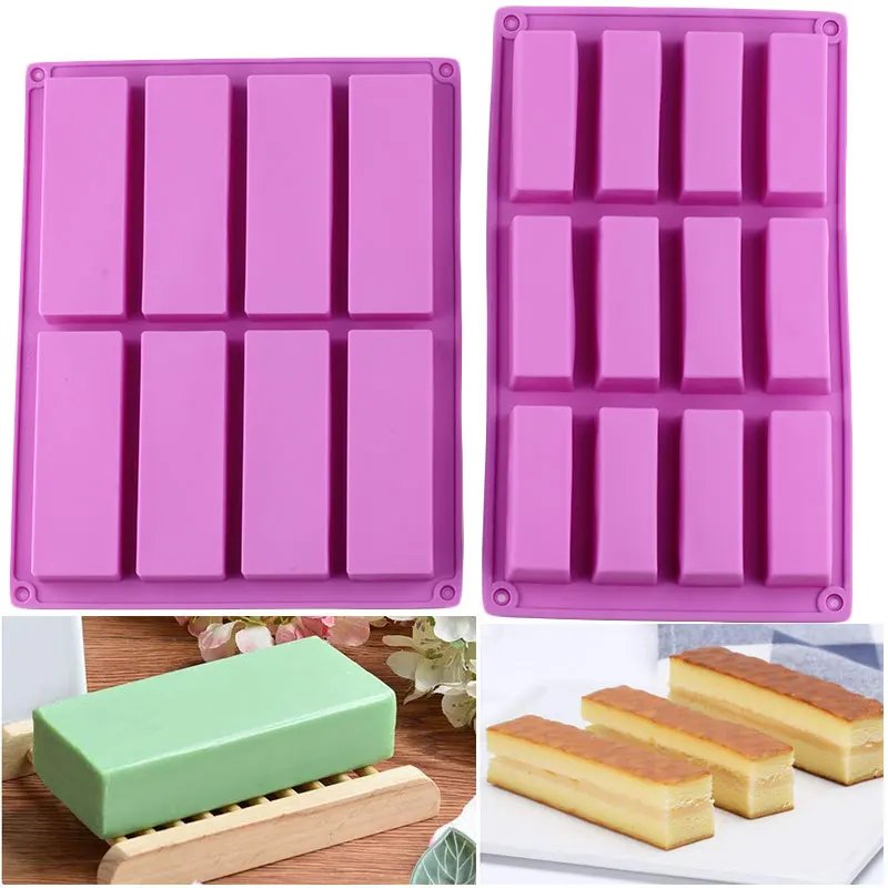 2 Size Rectangle Silicone Molds Soap Candy Making Mold Cake Decorating Tools Chocolate Muffin Baking Jelly Ice Tray Moulds | Дом и сад