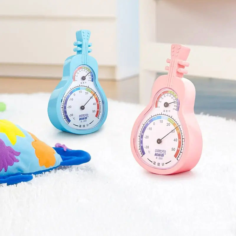 

Guitar Shape Humidity Gauge Hygrometer Indoor Thermometer Temperature Meter Tester for Living Room Household