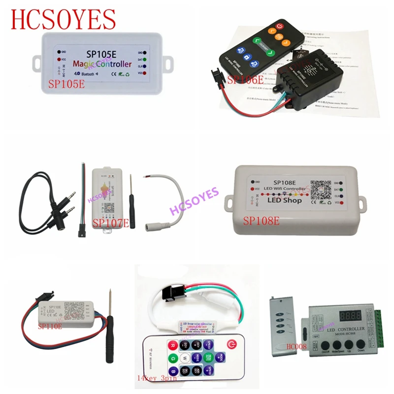 SP110E SP105E SP108E SP106E SP107E 14key 3pin HC008 Music Controller WS2812B Bluetooth SK6812 RGB/RGBW APA102 WS2811 led strip