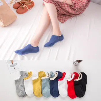 

Sweet Women Solid Color Socks Cute Cotton Boat Sock Kawaii Funny Sweet Fashion Casual Calcetines Happy Korean Breathable Sweat