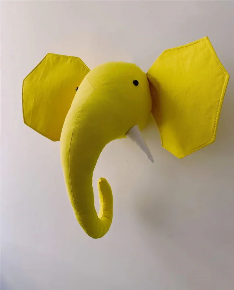 Kids Room Decoration 3D Animal Heads Elephant Deer Unicorn Head Wall Hanging Decor For Children Room Nursery Room Decoration - Цвет: Yellow Elephant