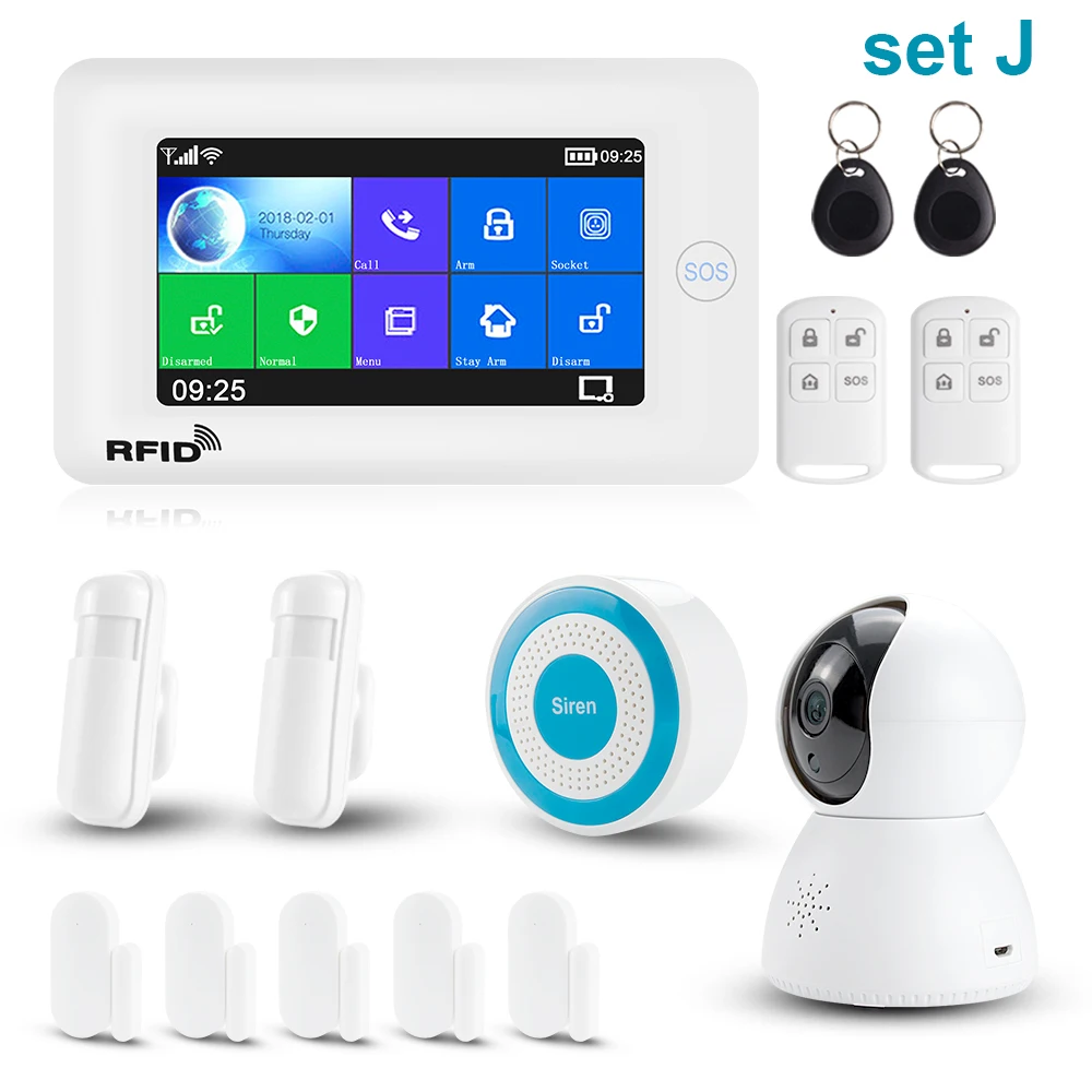 Wireless WIFI&GSM Full Touch Alarm System Smart Home Security Burglar TUYA APP 