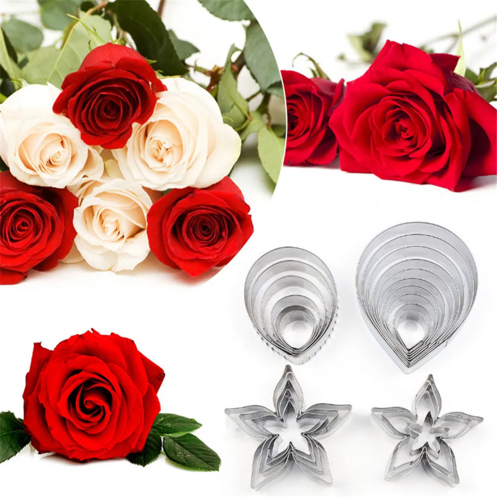

Fondant Pottery Mold 23pcs/lot Cutter Designer DIY Rose Patel Leaf Calyx Molds Cutting Die Clay Cutters Tools