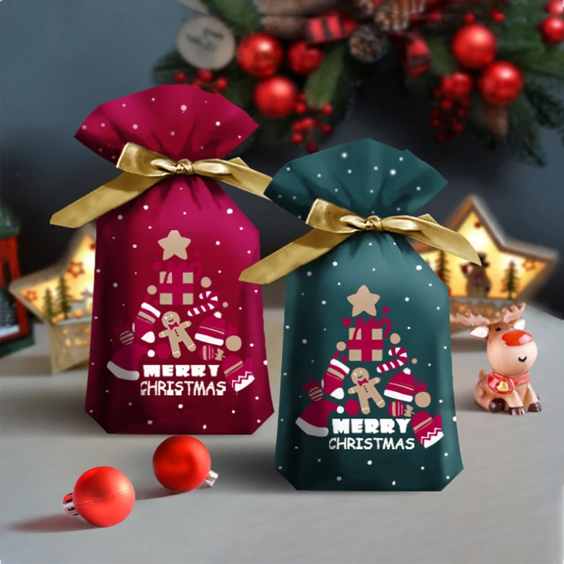 10pcs/Lot Cookie Candy Gift Bags Party Supplies Festival Wish Xmas Greeting Card 