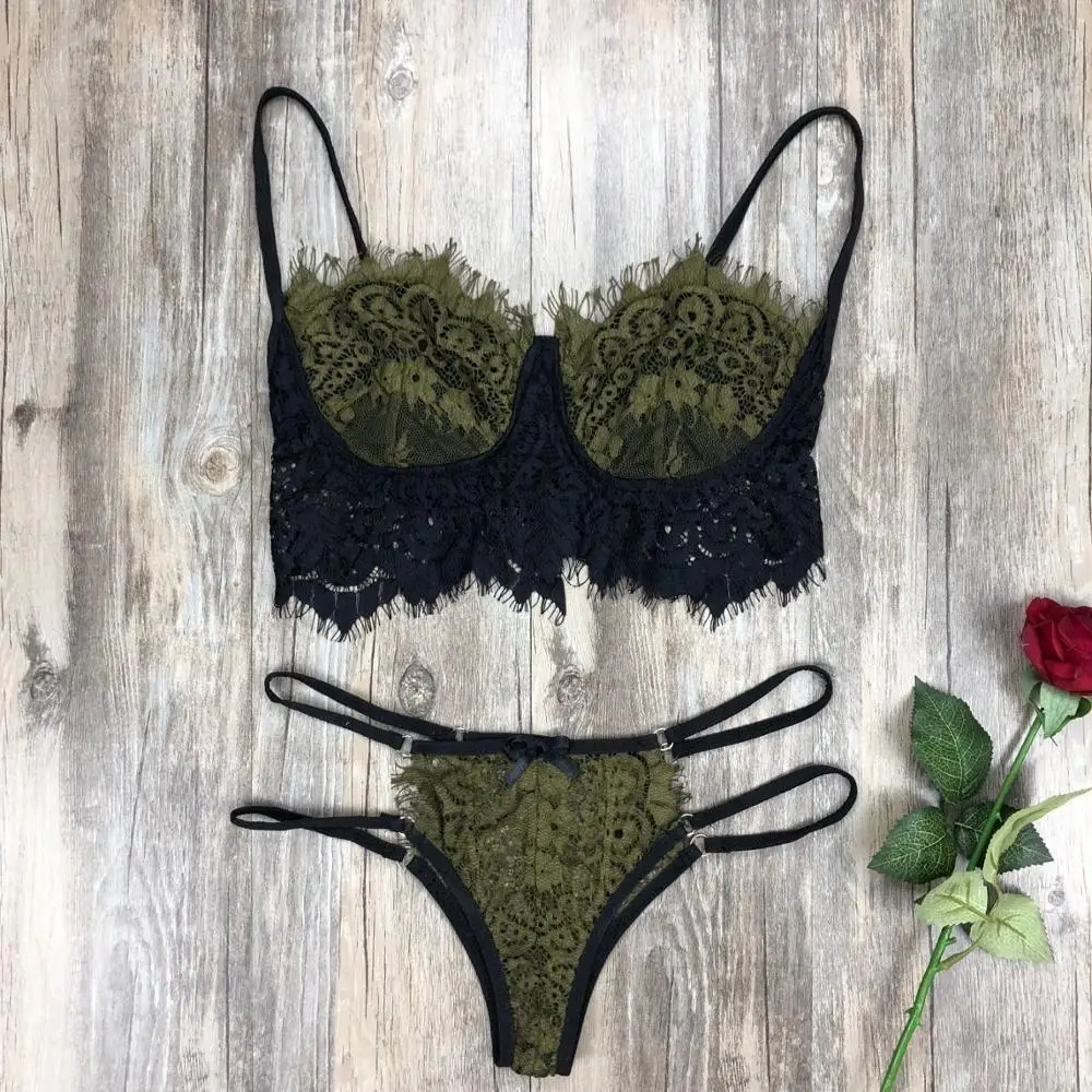 Женское сексуальное нижнее белье, кружева, Babydoll, открытый бюстгальтер, набор, стринги, нижнее белье, ночное белье, наборы бюстгальтер+ трусы с поясом для подвязок, 3 штуки, Bralette