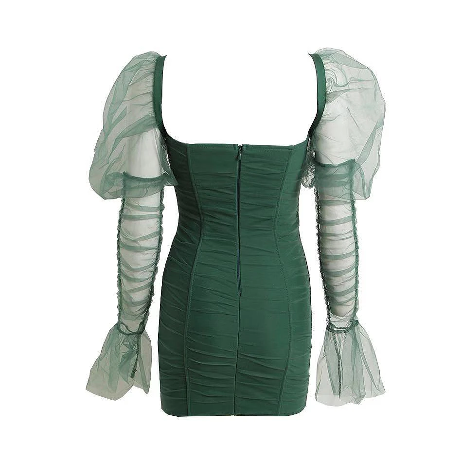 Liser новое летнее женское платье без бретелек ДРАПИРОВАННОЕ зеленое мини-платье сексуальное облегающее элегантное Клубное вечернее платье знаменитостей Vestidos