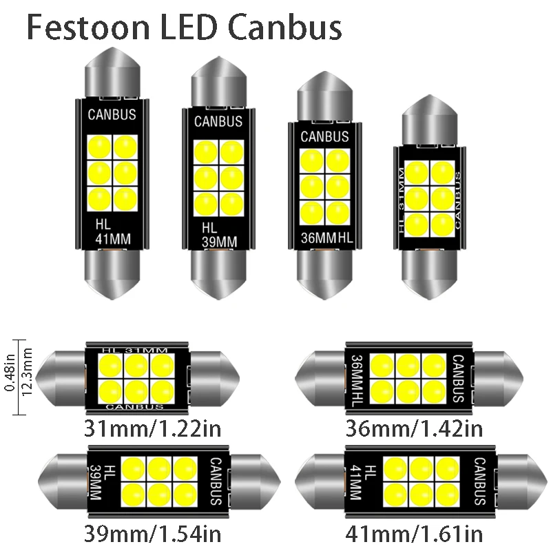 1 Uds 3030 festón 31mm 36mm 39mm 41/42mm C5W bombilla Led CANBUS C10W lámpara de techo de lectura coche Beleuchtung matrícula Interior Luz
