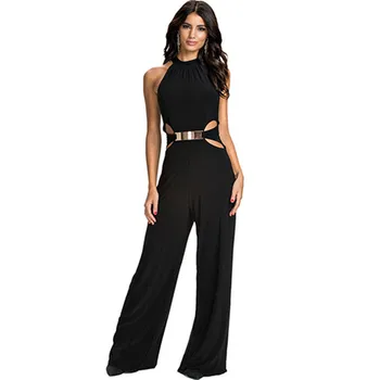 

black jumpsuit hollow out women rompers elegant office Lady overalls roupas feminina combinaison femme mono mujer ropa jumpsuits
