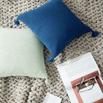 

Fringed Decorative Pillow Case Fibre Cotton Living Room Bedroom Pillow Cover Comfortable Soft Knitting Pillowcase