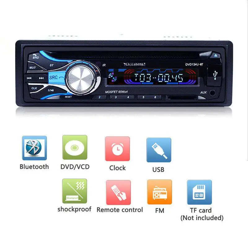 Универсальный 12 В Многофункциональный Bluetooth автомобильный CD/DVD/vcd плеер для аудио Радио 1 DIN Автомобильный MP3-плеер TF карта хост fm-радио