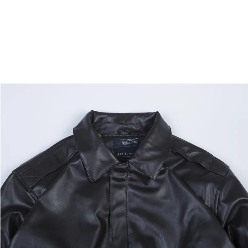 Куртка пилот Мужская кожаная мотоциклетная Повседневная приталенная куртка из