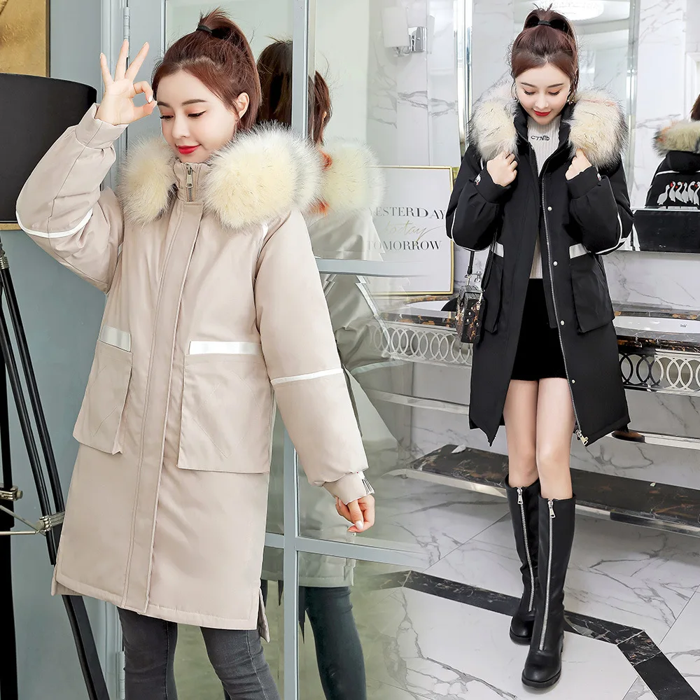 

192 Autumn And Winter New Style Women's Korean-style Mid-length Loose-Fit Waist Hugging Slimming Pike Cotton Overcoat-Boom Gener