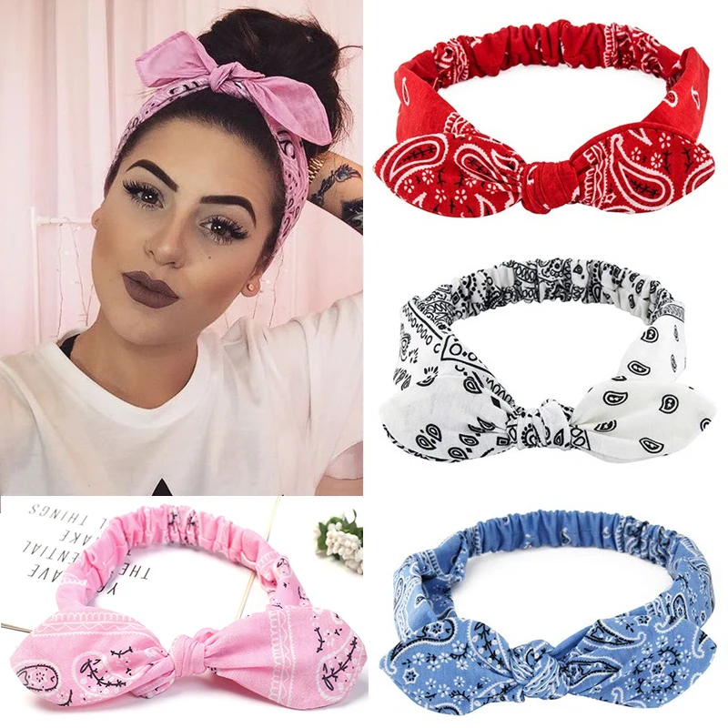 New Girls Vintage Cross Knot Elastic Hairbands Soft Solid Print Headbands Bandanas Girls Hair Bands Hair Accessories For Women hair clips for fine hair