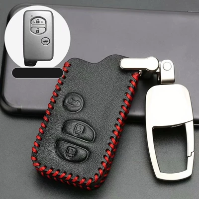 Чехол для ключей из натуральной кожи для subaru - Название цвета: style B red stitch
