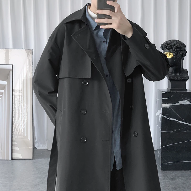 TheDesignStudioArt Mens Jacket Trench Long Coat Casual Fashion Double Breast Coat Luxury Black Velvet Long Overcoat Long Jackets