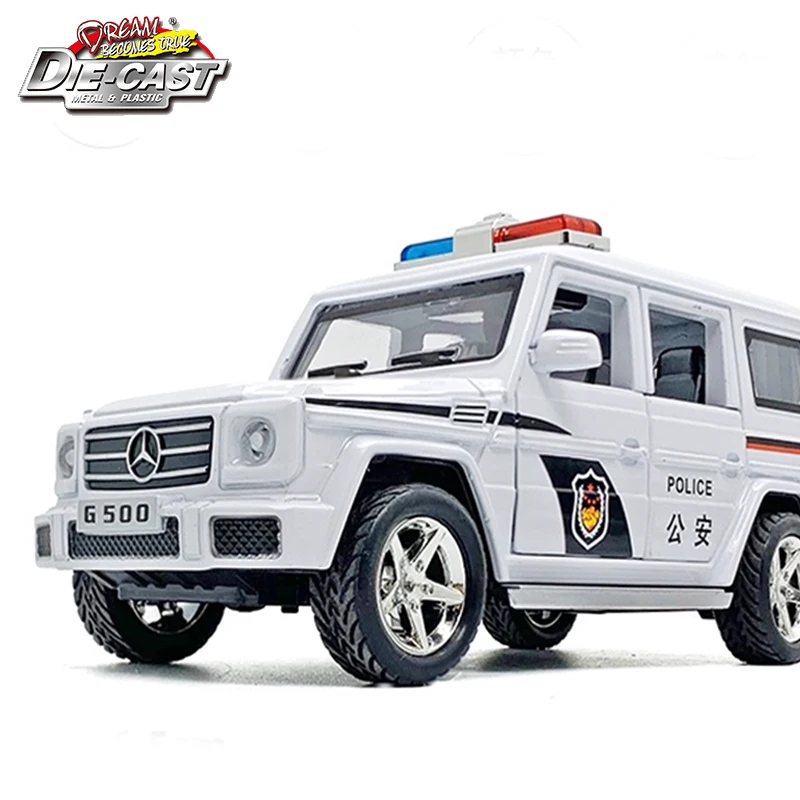 Литая под давлением Benz G500 Полицейская машина, металлические игрушки для детей, подарок для мальчиков с функциями