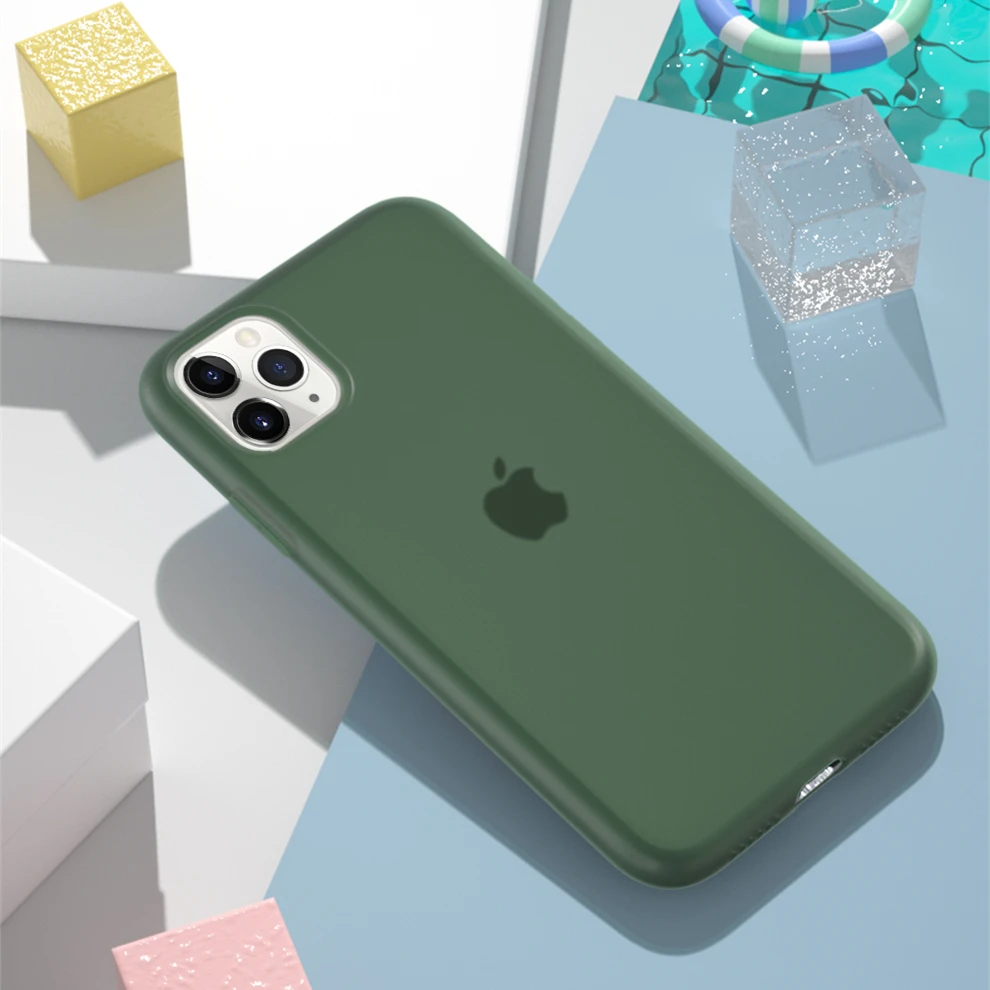 Прозрачный матовый чехол для iPhone 11 Pro Max, полупрозрачная тонкая мягкая задняя крышка для iPhone 6S 7 8 Plus X Xr Xs Max Capa Fundas - Цвет: Drak Green