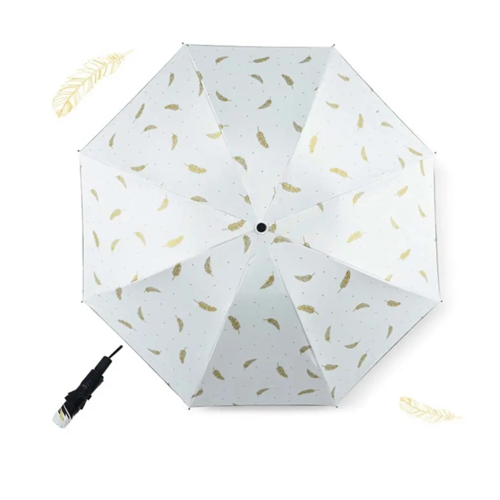 Ветрозащитный мини-зонтик с перьями, непромокаемый женский прочный складной зонтик от солнца, портативный Солнцезащитный Женский зонтик