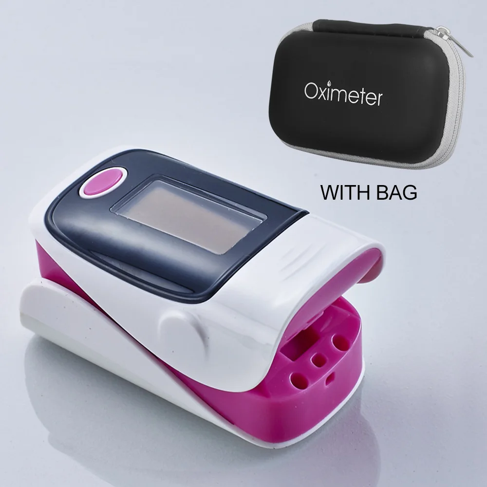 with bag Портативный Пульсоксиметр палец медицинское оборудование OLED насыщение кислородом крови Saturometro домашний пульсометр Пульсоксиметр - Цвет: with bag