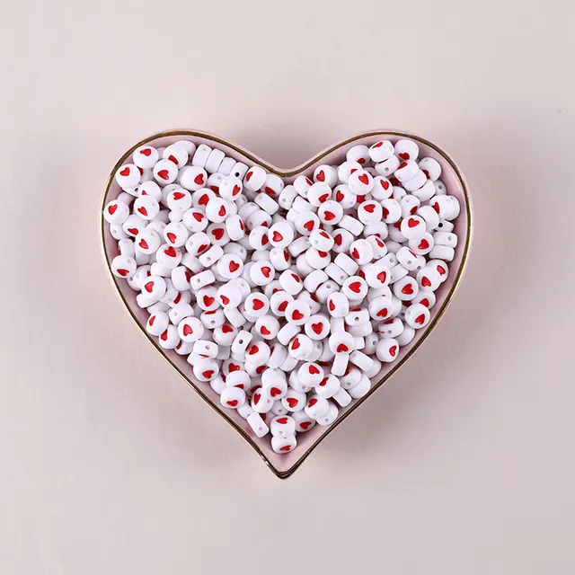 100/200/500pcs Heart Beads For Jewelry Making Acrylic Mixed Beads With Letters For Bracelet Handmade Diy Bracelet Necklace 2021 4x7mm 28