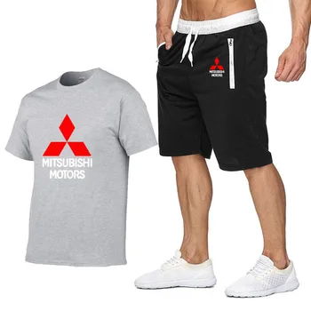 

Mens Short sleeve for Mitsubishi Car Logo Summer Mens t Shirt Harajuku T-Shirt high quality Cotton T Shirt pants suit SportsweaK