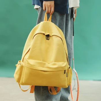 

Casual Women's Backpack Fashion Solid Color Canvas Korea Backpack for Teens Girls School Bag Female Large Travel Laptop Backbags