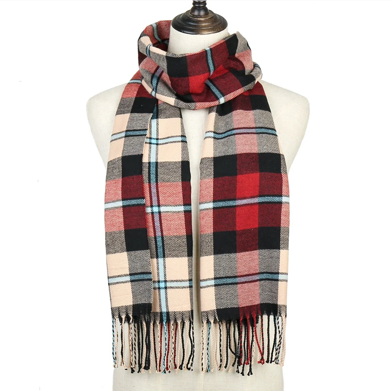 

Designer Brand Women Plaid Scarf Autumn Winter Warm Cashmere Scarves Pashmina Female Long Shawls Foulard Tassel Men Scarf Unisex