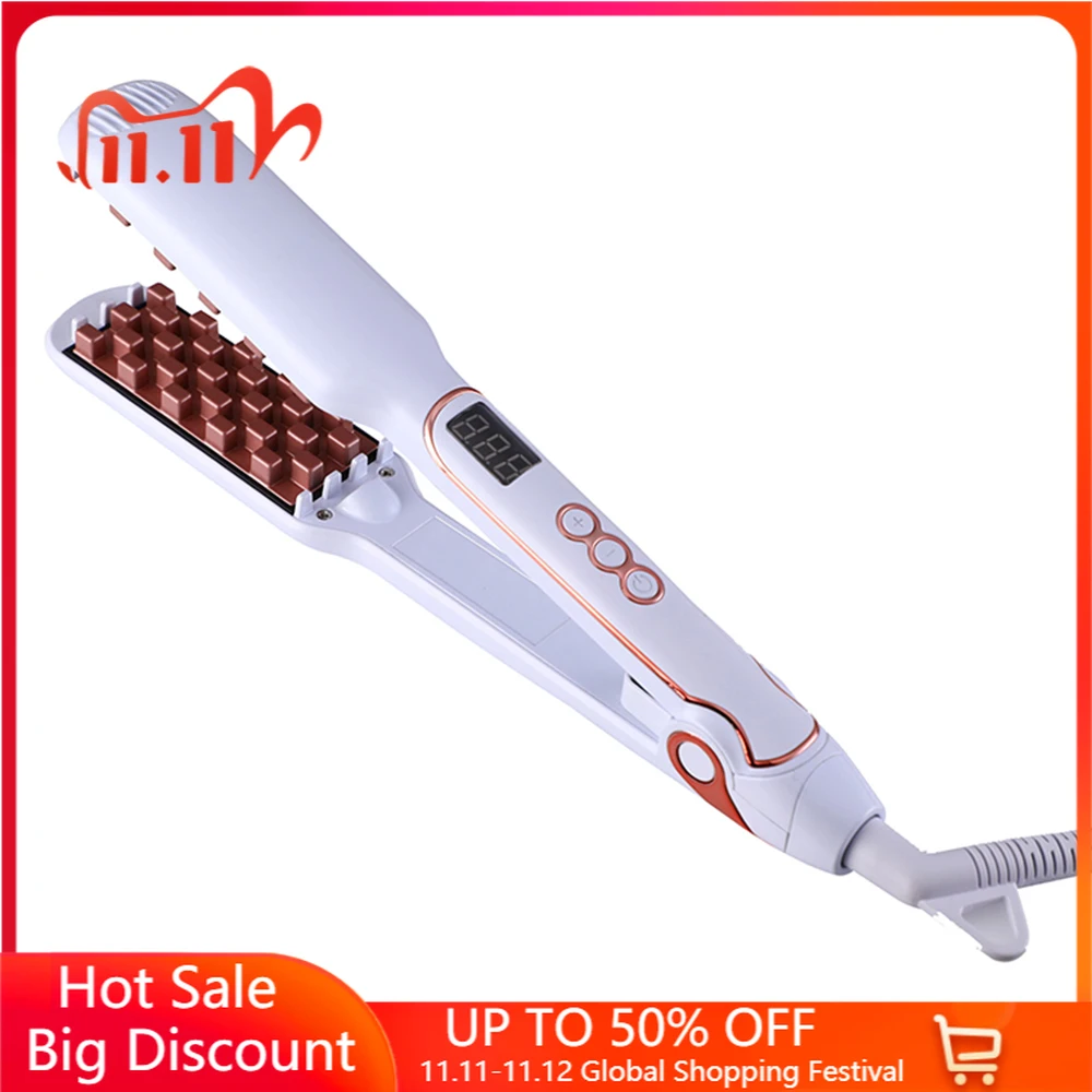 

Hair Volumizing Iron Hair Straightener Curling Crimping Ceramic Crimper Hair Shiny Silky 2 in 1 Straightening&Curling Flat Iron.