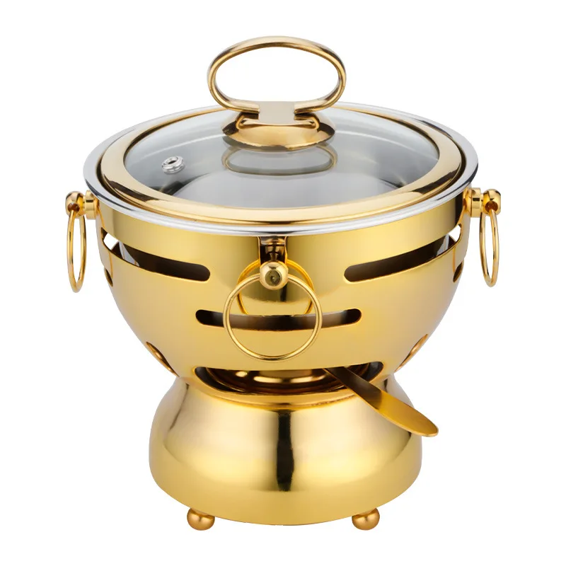 

304 Stainless Steel Small Hot Pot One Person One Pot Single Self-Service Small Seafood Alcohol Stove Hot Pot Stove