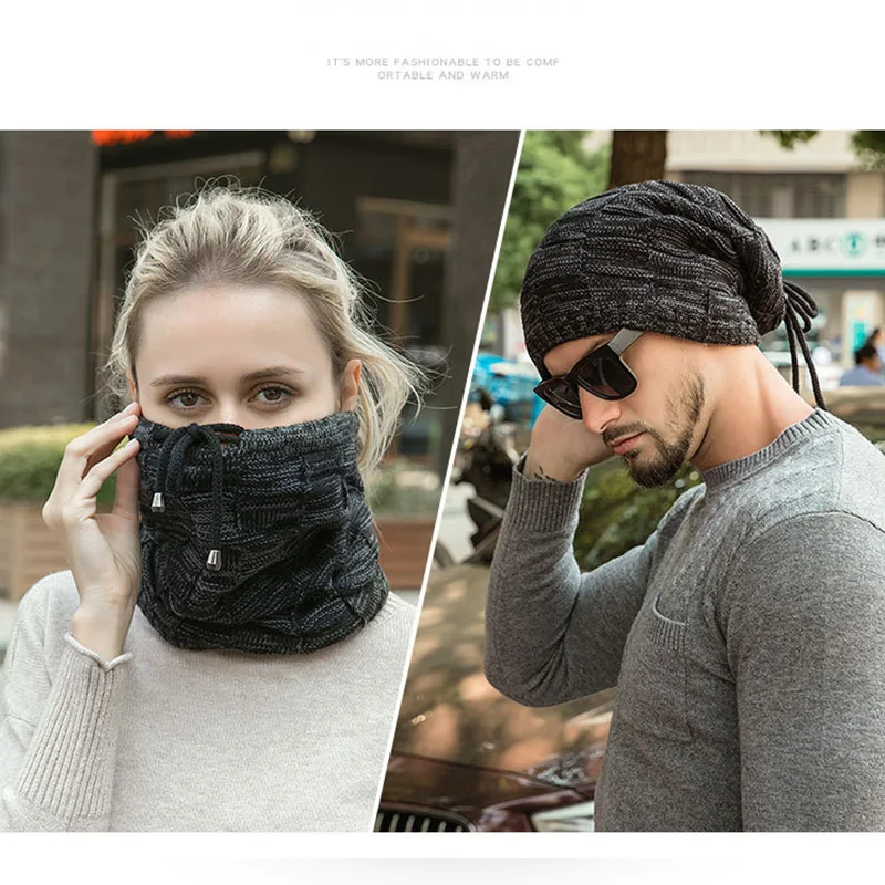 

Winter hat ladies caps bib multi-purpose plus fluffy men's Korean version of autumn and winter men's knit hat multi-function hat