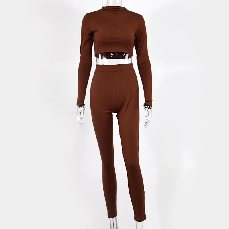 NewAsia Garden Casual Tracksuit Women Two Piece Set Crop Top And Pants Sweat Suits Womens Bodycon Ensemble Femme 2 Piece Set