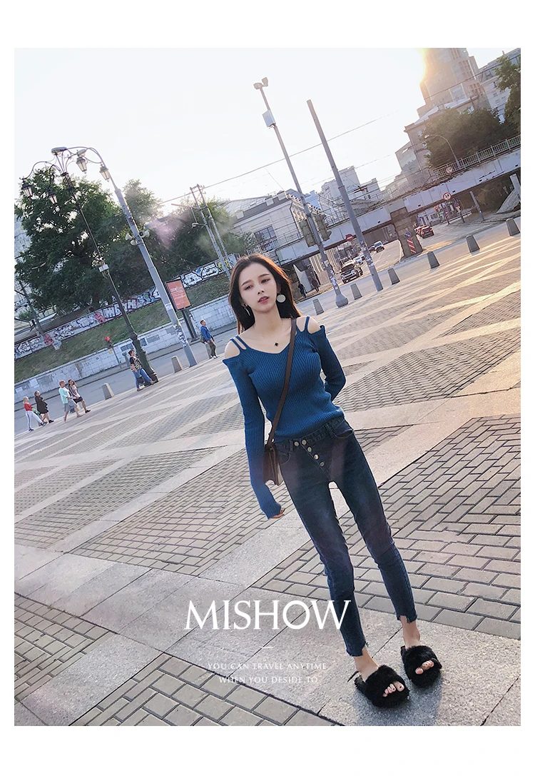 Mishow Женский лонгслив с V-образным вырезом MX18C5525