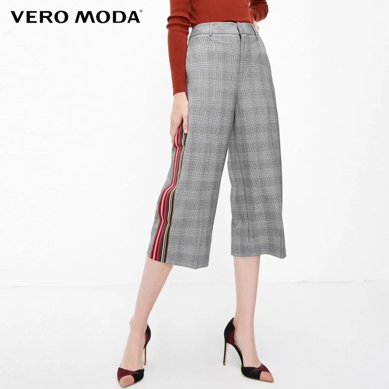 Vero Moda/весенние широкие брюки в полоску с семью точками Брюки 31846J506 | Женская