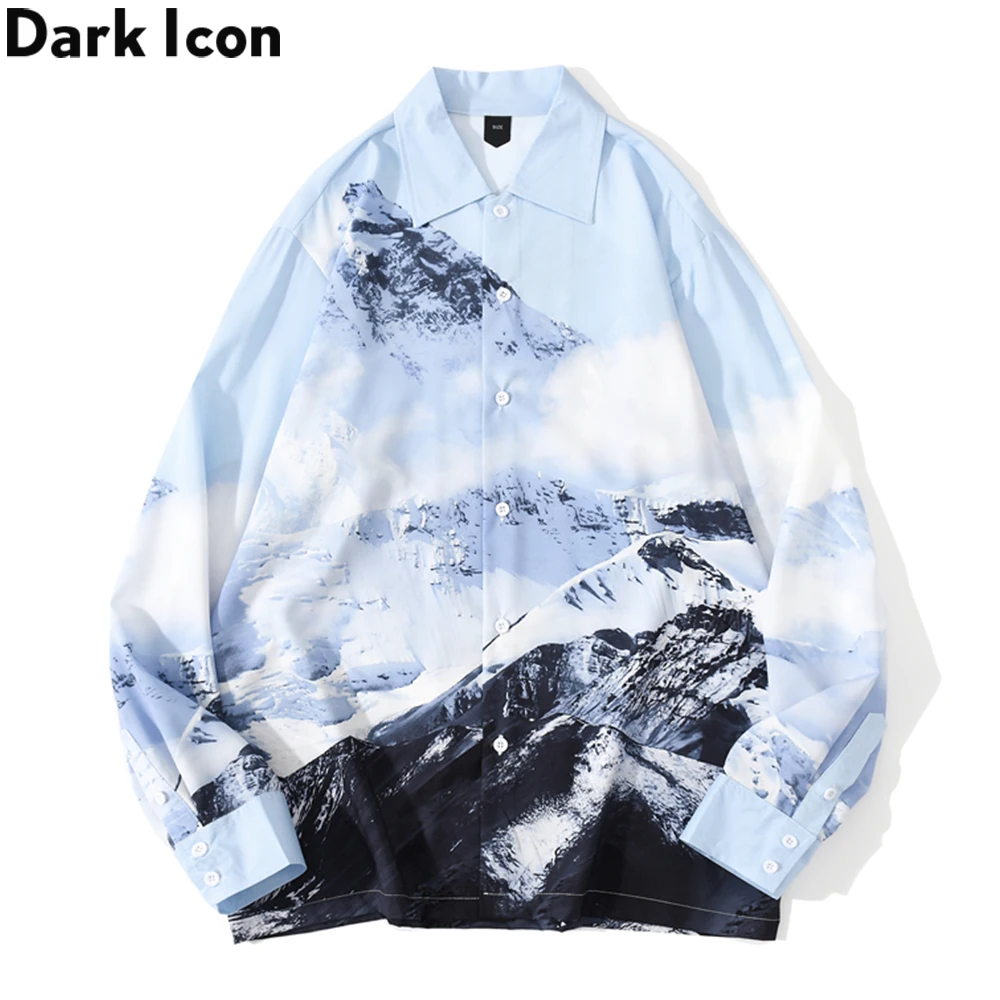 

Dark Icon Snow Mountain Street Shirt Men Long Sleeved Men's Shirt 2020 Autumn Shirts for Men