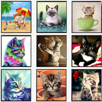 

DIY 5D Diamond Mosaic Cartoon Cats Handmade Diamond Painting Cross Stitch Kits Diamond Embroidery Patterns Rhinestones 30*30CM