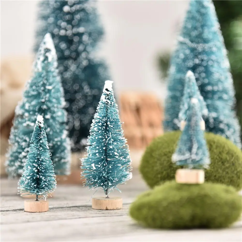 7 шт. мини маленькое Рождественское дерево рождественские украшения Зеленые Мини снежные морозы деревья для домашнего стола рождественские DIY ремесло украшения