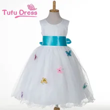 Белое платье для девочек платье-пачка с бантом из ленты и бабочкой фатиновая одежда принцессы для маленьких девочек вечерние платья для девочек от 2 до 12 лет