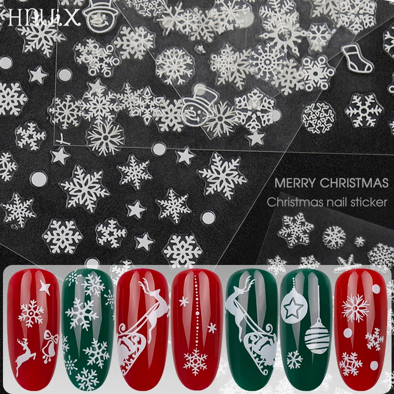 

10 pieces stickers for christmas nails decals snowflakes envelopes christmas snowman decorations for winter nails manicure tools