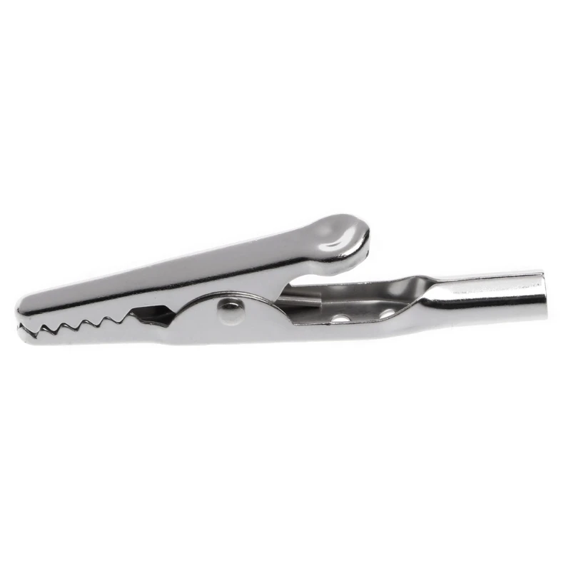 100 Pcs Electric Test Crocodile Alligator Clips Clamps Silver Tone 50mm