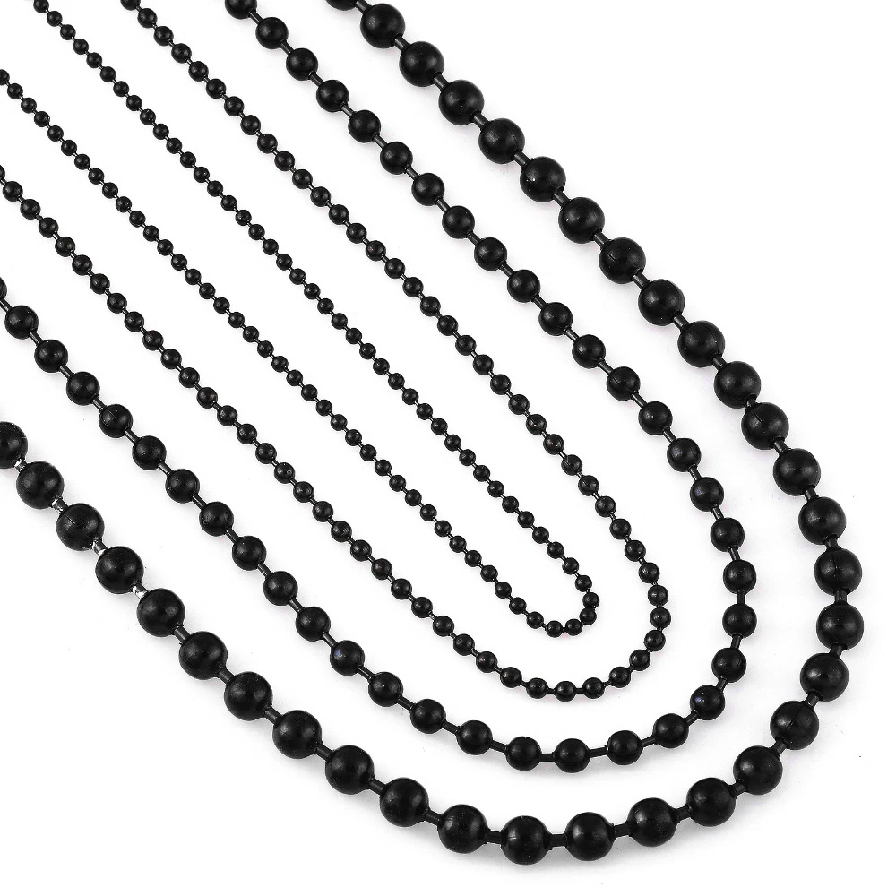 Black Stainless Steel Ball Chain For Charm Pendant 1.5mm-5mm Waterproof Match Rolo Necklace