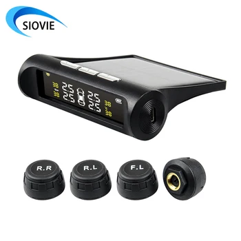 

SIOVIE- TPMS Tire Pressure Monitoring System HD Digital LCD Display Auto Alarm tool Wireless 4 external Sensor