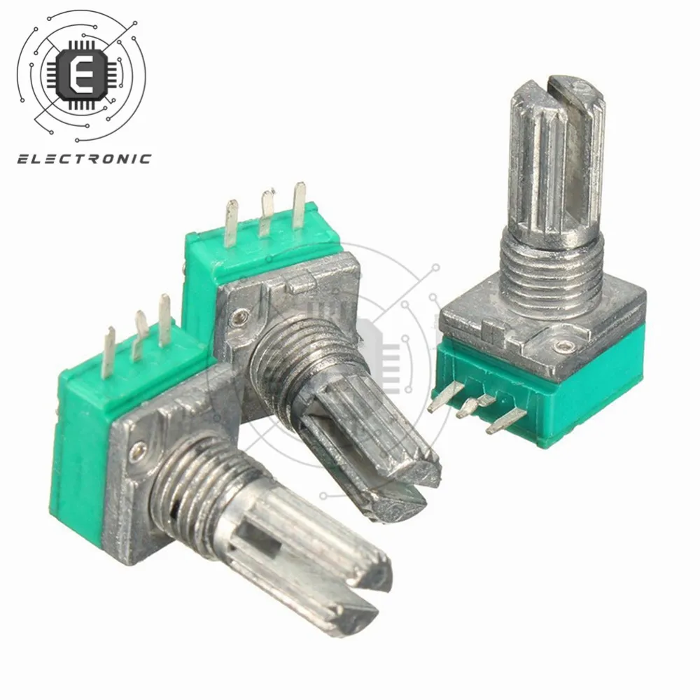 5PCS 6MM 3 Pin Knurled Shaft Single Linear B10K Ohm Rotary Potentiometer for DVD Player