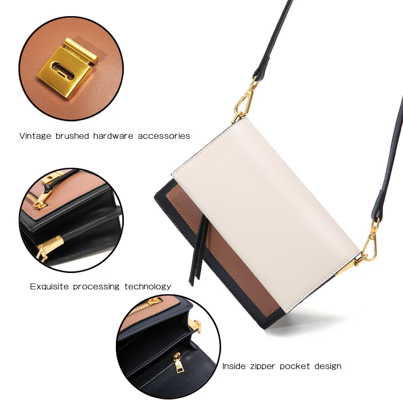 ESUFEIR Кожаная сумка на длинном ремне для женщин Vintage Flap Bag Модная цепочка с круглым кольцом Женская сумка через плечо Маленькие женские сумки