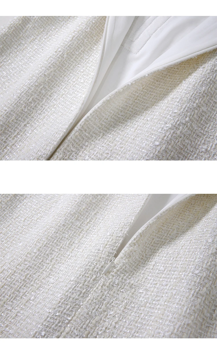 New show thin texture patch pocket only beautiful white little sweet wind V collar heavy industry dress with short sleeves